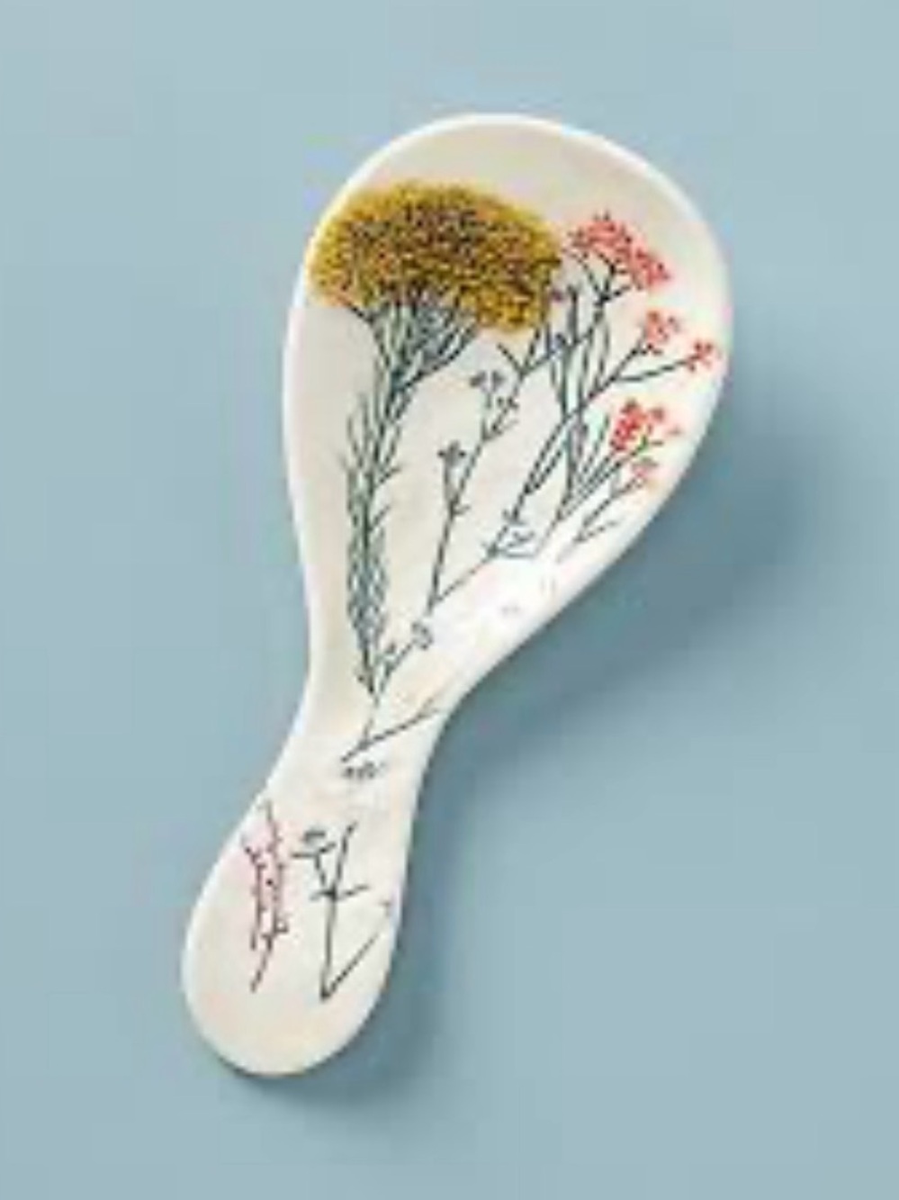 ANTHROPOLOGIE Dagny Spoon Rest Hand Painted Botanical Floral Stone